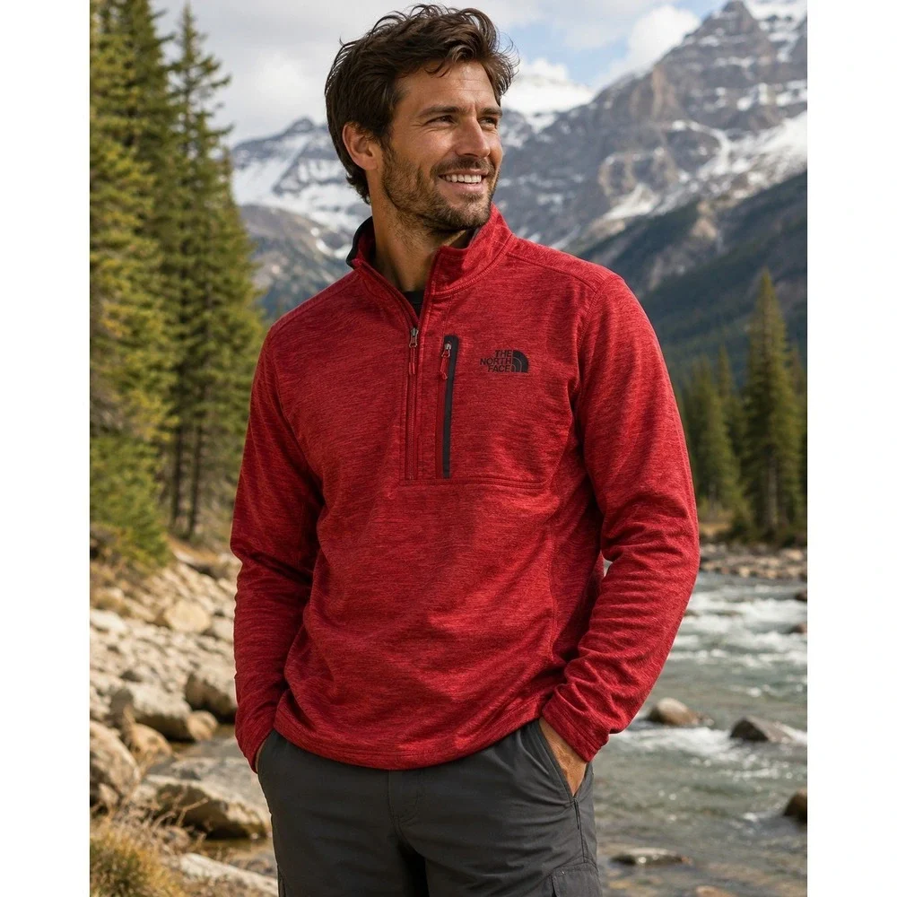 NORTH FACE Canyonlands Heather Red Size XL 1/4 Zip -2375